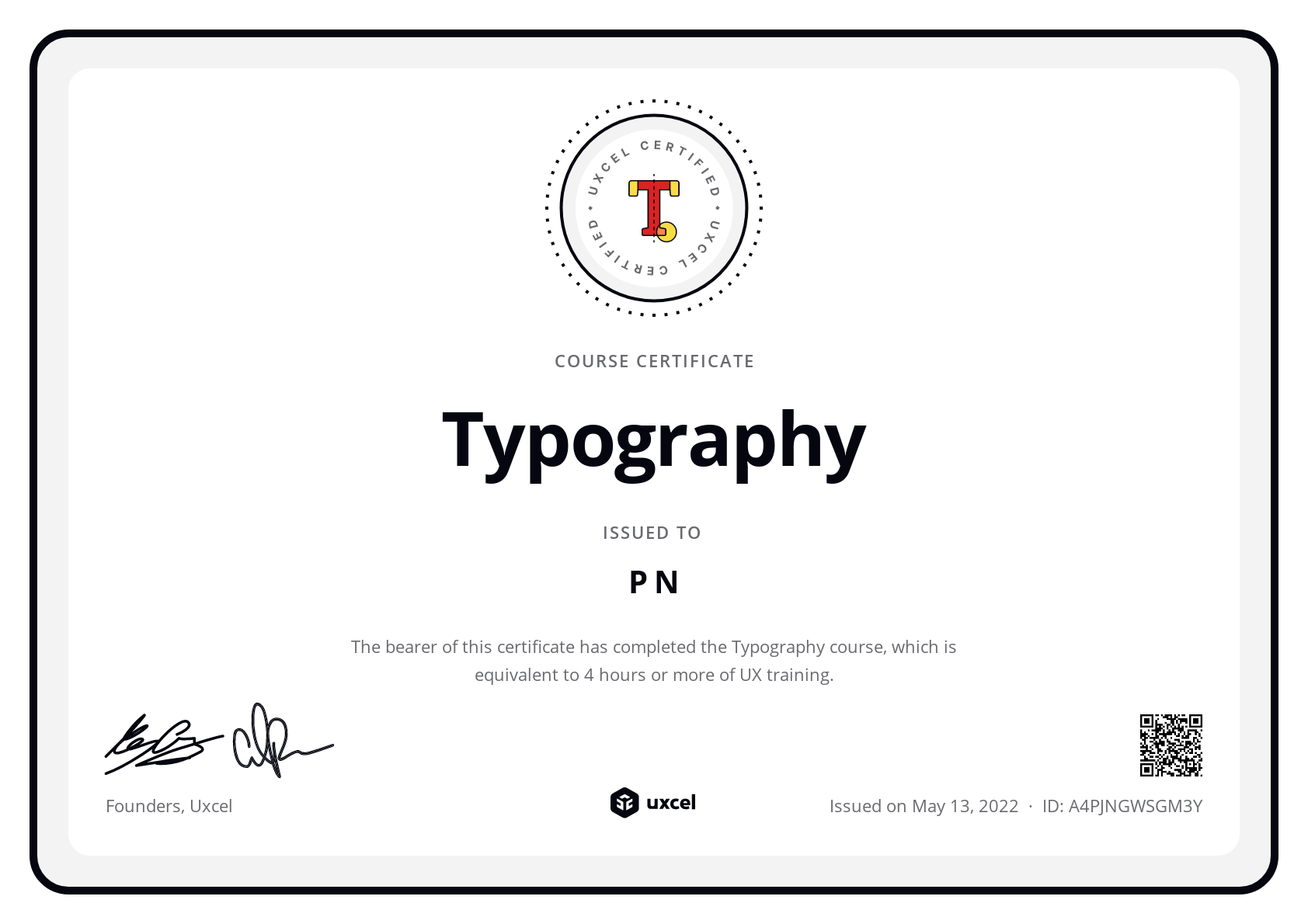 P N's certificate